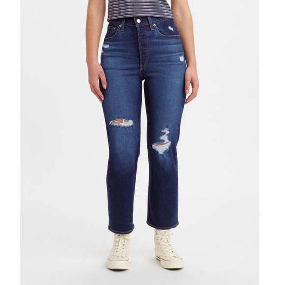Levi's Ribcage Straight Ankle High Rise Distressed Jeans Size 26 NWT - Picture 1 of 7